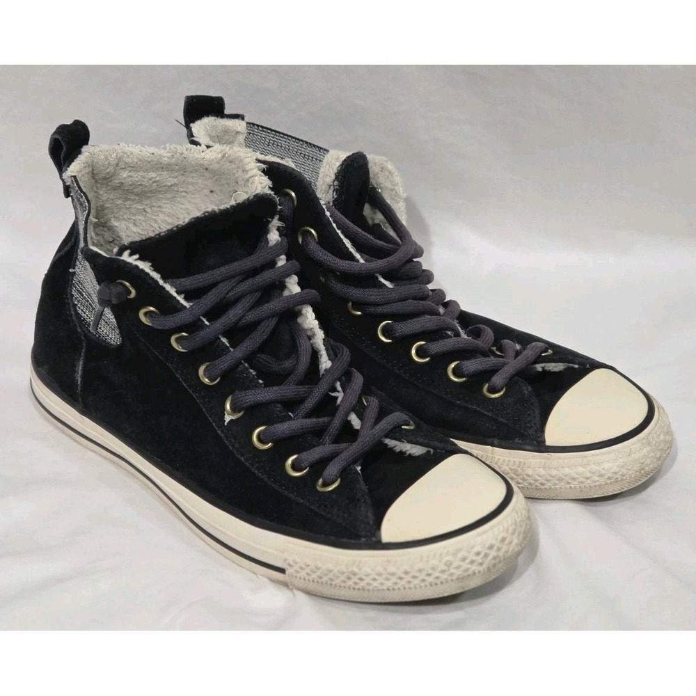 Converse All Star Chuck Taylor Chelsee High Top Sneakers Womens 10 Black Suede - Picture 1 of 7